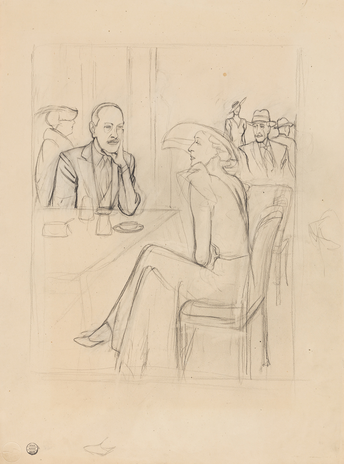 RUDOLF BAUER (1889 - 1953, GERMAN/AMERICAN) Untitled, (Cafe Society).